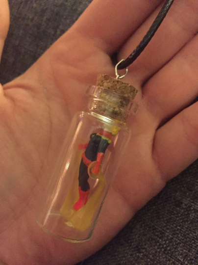 Marvel Inspired Avengers Bottle Necklace - Captain Marvel Fan Art