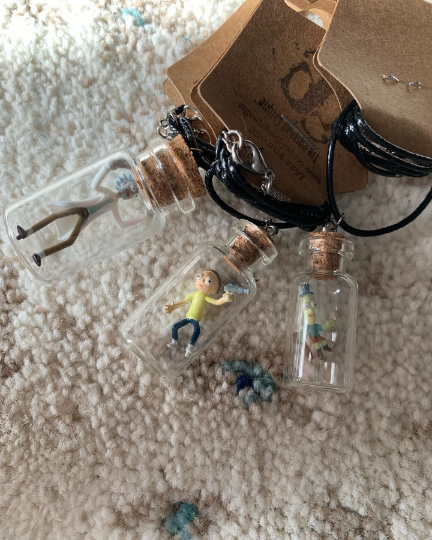 TV Adult Swim Bottle Necklaces Inspired Rick and Morty Fan Art