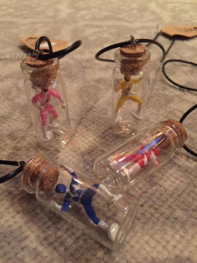 TV Saban Entertainment Inspired Bottle Necklace - Power Rangers Fan Art