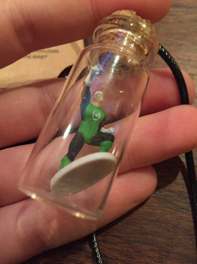 Dc Inspired Green Lantern Bottle Necklace - Green Lantern - Hal Jordan Fan Art