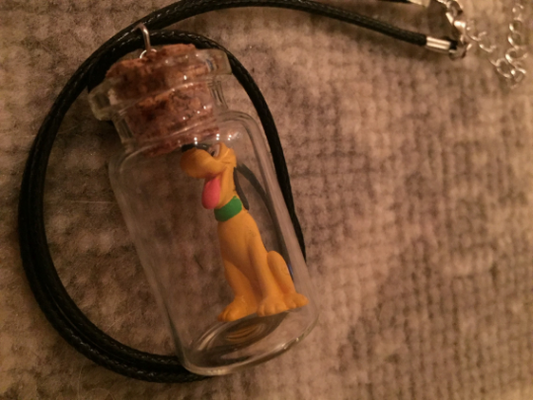 Disney Inspired Bottle Necklace - Pluto Fan Art