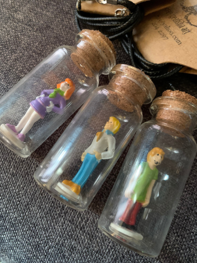 TV Bottle Necklaces Inspired by Hannah Barbera Scooby Doo Fan Art