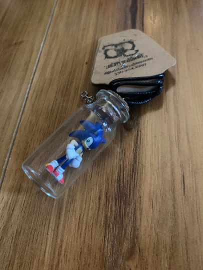 Video Game Sonic the Hedgehog Inspired Bottle Necklace - Fan Art