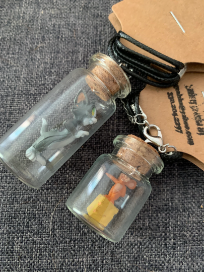 TV Bottle Necklaces Inspired Hannah Barbera Tom and Jerry Fan Art